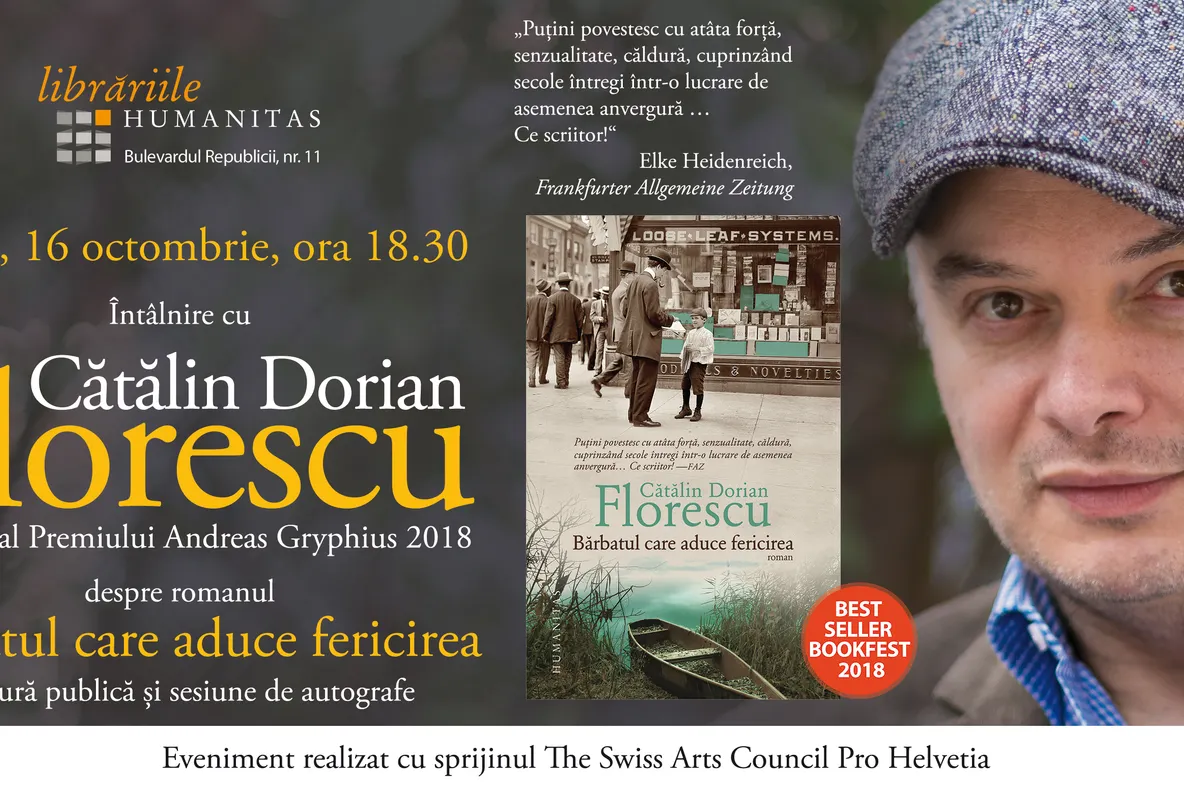 Întâlnire cu scriitorul Cătălin Dorian Florescu la Oradea | Lansare „Bărbatul care aduce fericirea”
