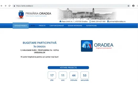 Încă 17 zile se mai poate vota pentru proiectele care vor fi finanțate de către Primăria Oradea în 2019