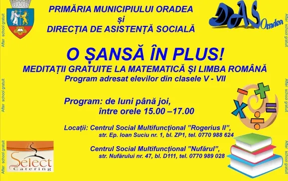 O şansă în plus - meditaţii gratuite la matematică şI limba română