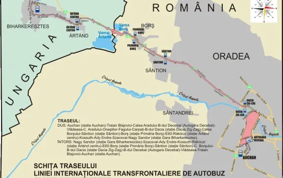 Se modifică traseul șI programul de circulație a liniei internaționale transfrontaliere de autobuz Oradea - Biharkeresztes