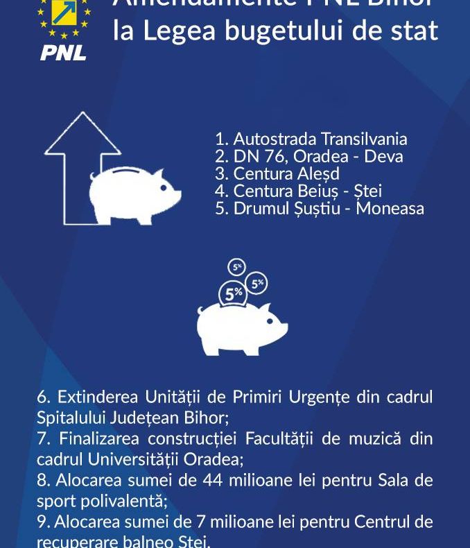 Grupul Parlamentar PNL Bihor a prezentat amendamentele depuse la Legea bugetului de stat