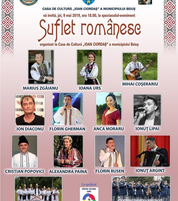 “Suflet românesc”- spectacol eveniment organizat în data de 9 mai 2019, în municipiul Beiuș
