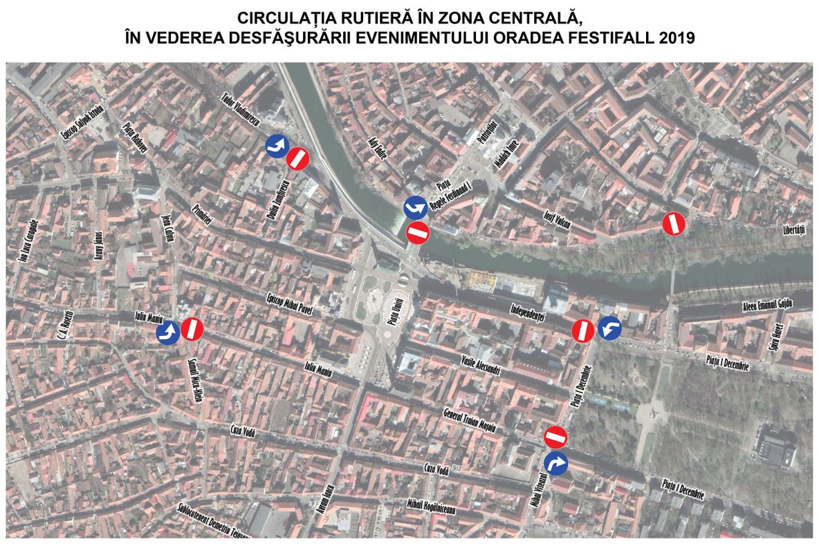 Traficul în întreaga zonă centrală va fi restricționat, pentru buna desfășurare a evenimentului Oradea FESTIFALL 2019