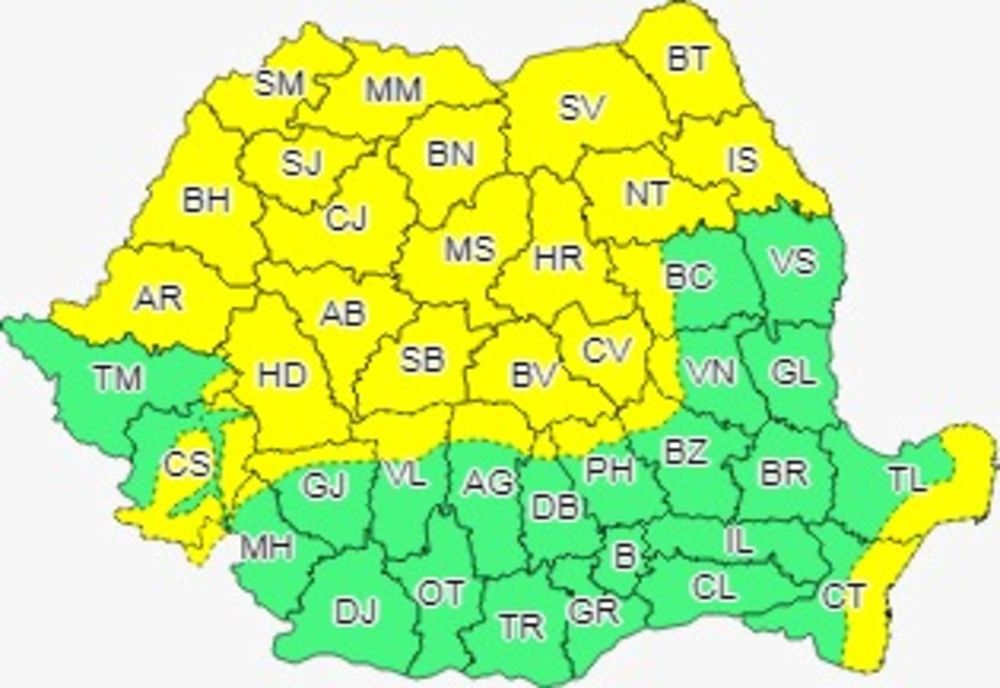 Avertizare meteorologica COD GALBEN în județul Bihor