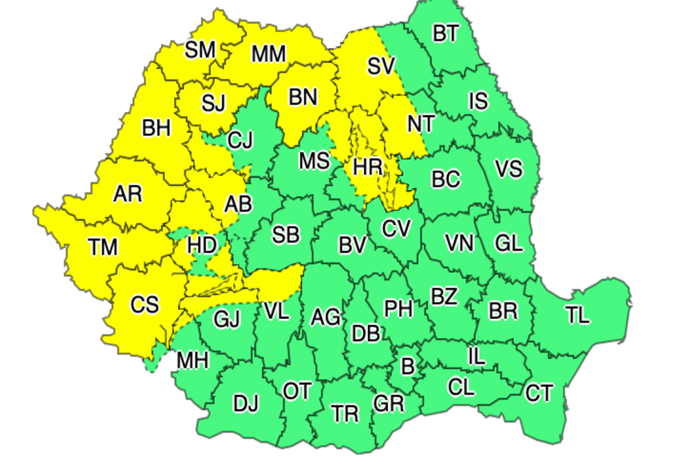 ANM a emis o nouă informare meteo de ploi și vijelii