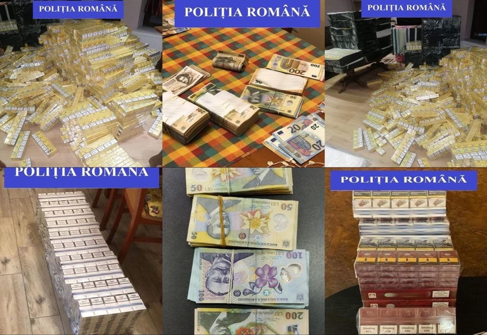 Peste 28.750 pachete cu țigări de contrabandă, bani și o autoutilitară, confiscate de polițiștii bihoreni, în urma a 11 percheziții și a unui flagrant! Șapte persoane, reținute