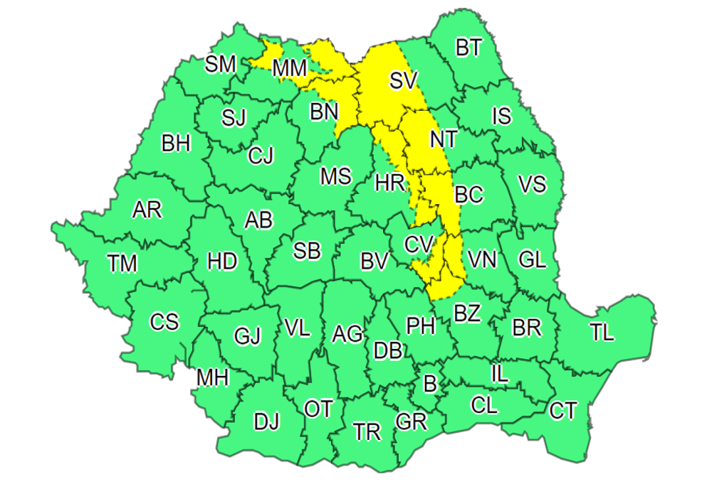 Vânt puternic în zonele de munte, dar și în SE și SV României
