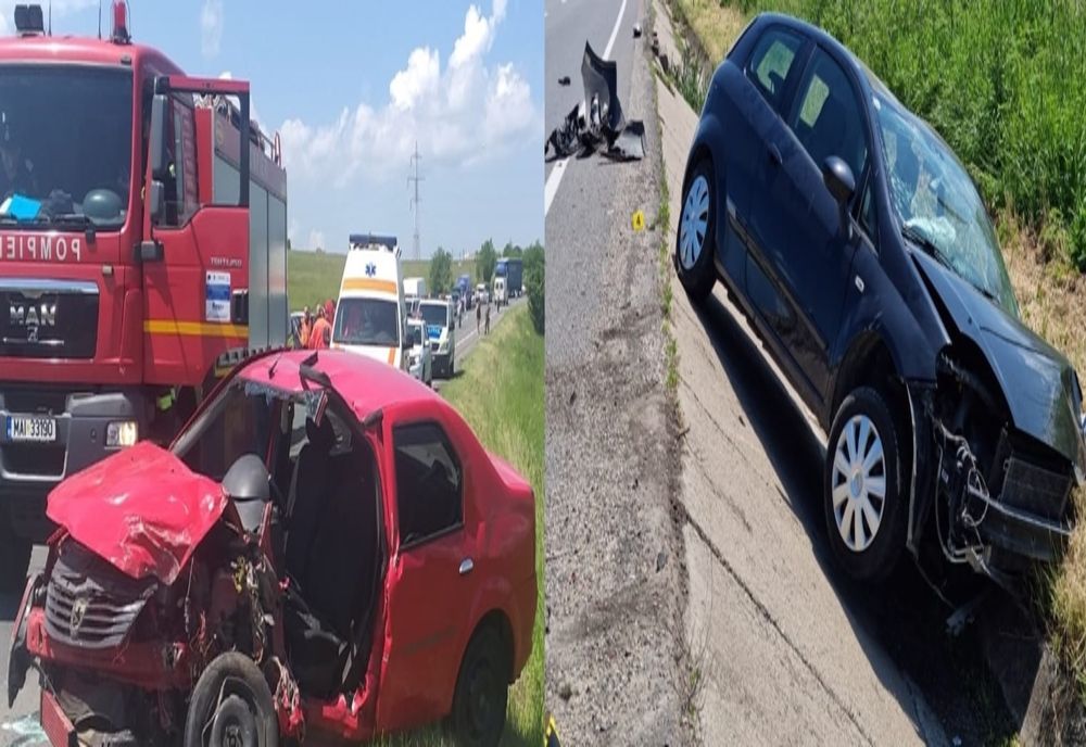 FOTO: Impact frontal între două autoturisme, pe DN1E60, în localitatea Huedin! Șoferii au ajuns la spital