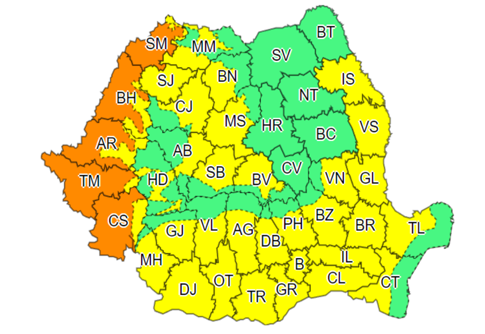 Avertizări meteo de caniculă şi ploi torențiale, în aproape toată țara