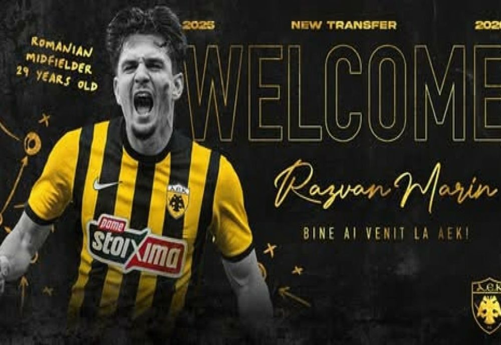 FOTBAL: RĂZVAN MARIN A FOST PREZENTAT LA AEK ATENA