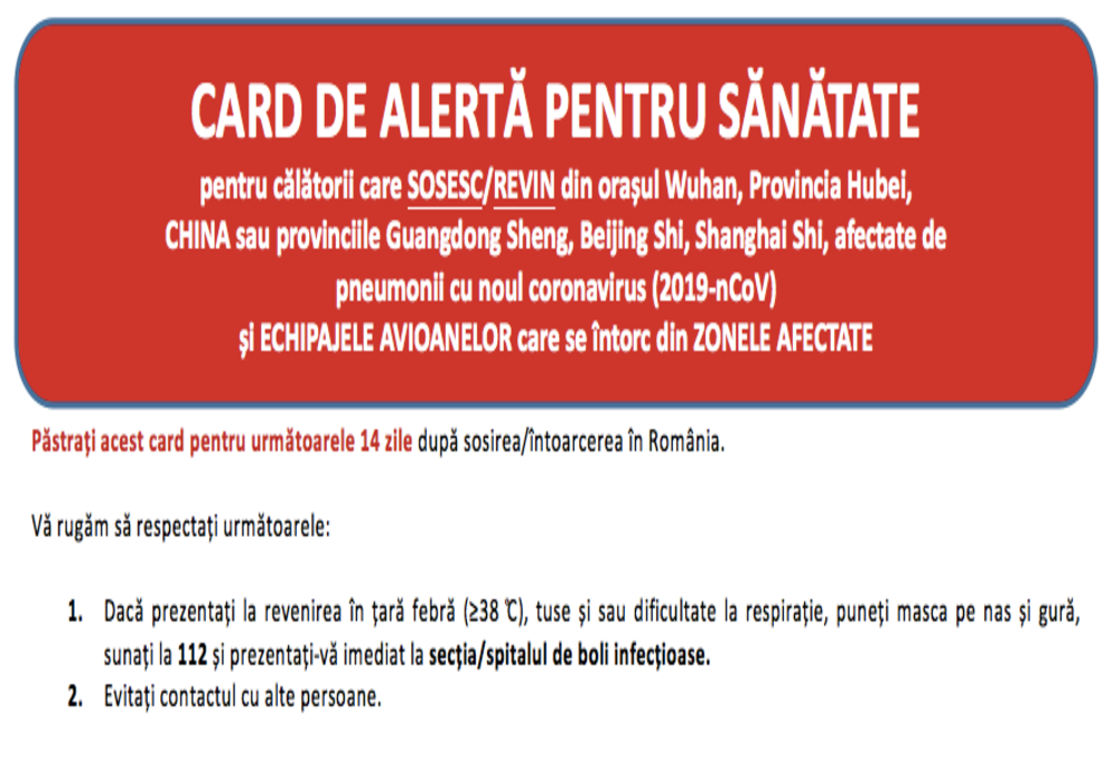 DSP Bihor a informat astăzi toți medicii de familie și unitățile spitalicești din județ privitor la noul coronavirus (nCoV) recent identificat în China