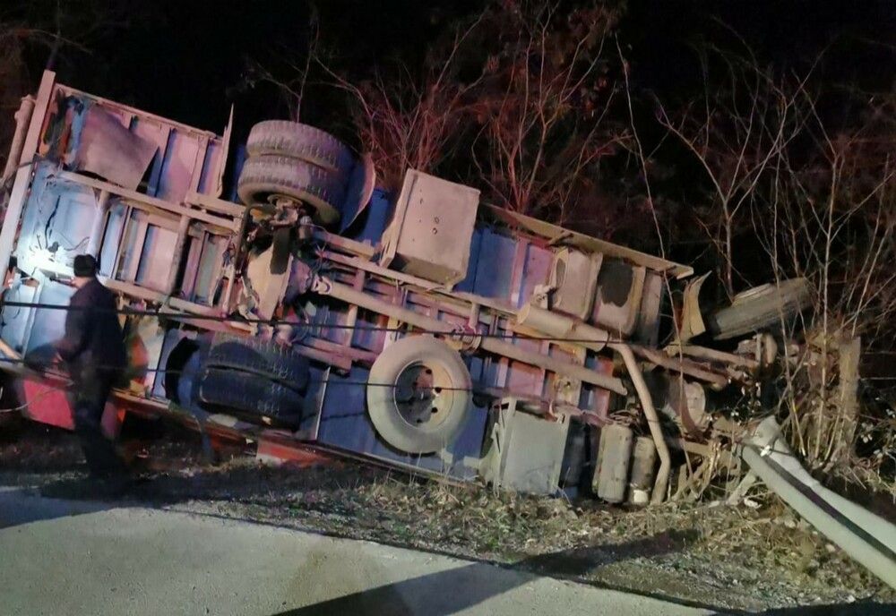Accident pe drumul Bratca – Damiș! Un TIR cu animale s-a răsturnat (FOTO)