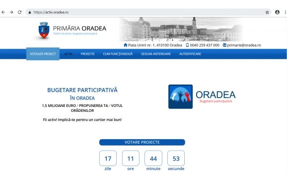 Încă 17 zile se mai poate vota pentru proiectele care vor fi finanțate de către Primăria Oradea în 2019
