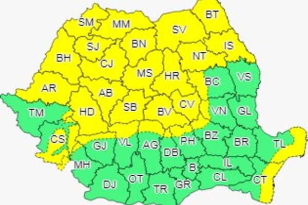 Avertizare meteorologica COD GALBEN în județul Bihor