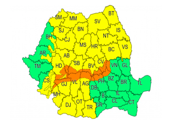 Avertizare meteo: cod PORTOCALIU de ninsori viscolite. Rafale de 100 km/h