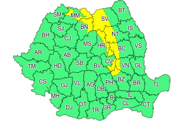 Vânt puternic în zonele de munte, dar și în SE și SV României