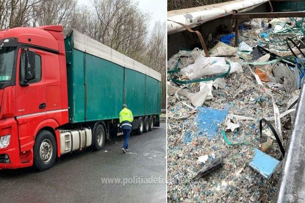 Peste 40 de tone de deșeuri din plastic și cauciucuri uzate, oprite la frontiera de vest a țării