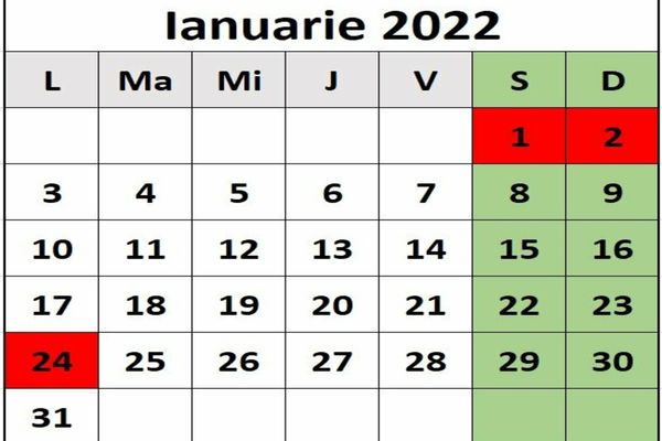 Calendarul zilelor libere legale 2022
