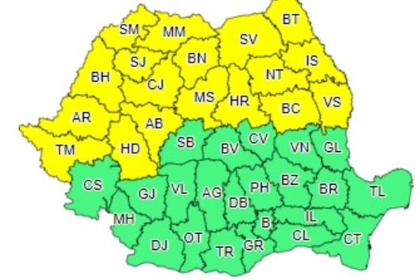 Jumătate din țară, sub avertizare COD GALBEN de FURTUNĂ