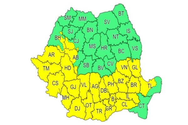 O nouă avertizare meteo de instabilitate atmosferică temporar accentuată 
