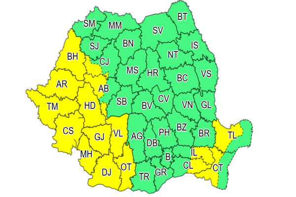 COD GALBEN de furtuni, în mai multe județe din țară