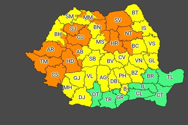 Vreme severă în aproape toată țara! COD PORTOCALIU în mai multe județe